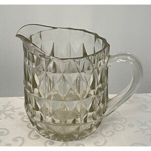 Vintage Janette Glass Windsor Diamond Diamond Cut Milk Pitcher Creamer‎